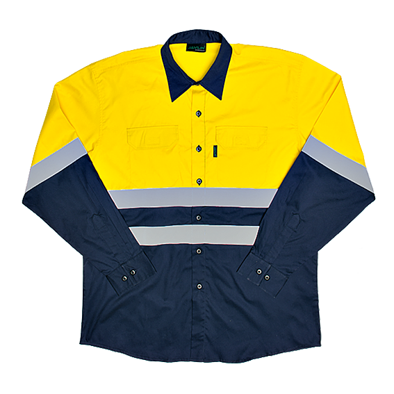 Hi-Vis Two-Tone Workshirt, Navy/Yellow